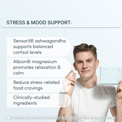 
The ultimate anxiety and stress relief pills with traceable, clinically-studied relaxing nutraceuticals like ashwagandha, magnesium, L-theanine, botanicals.